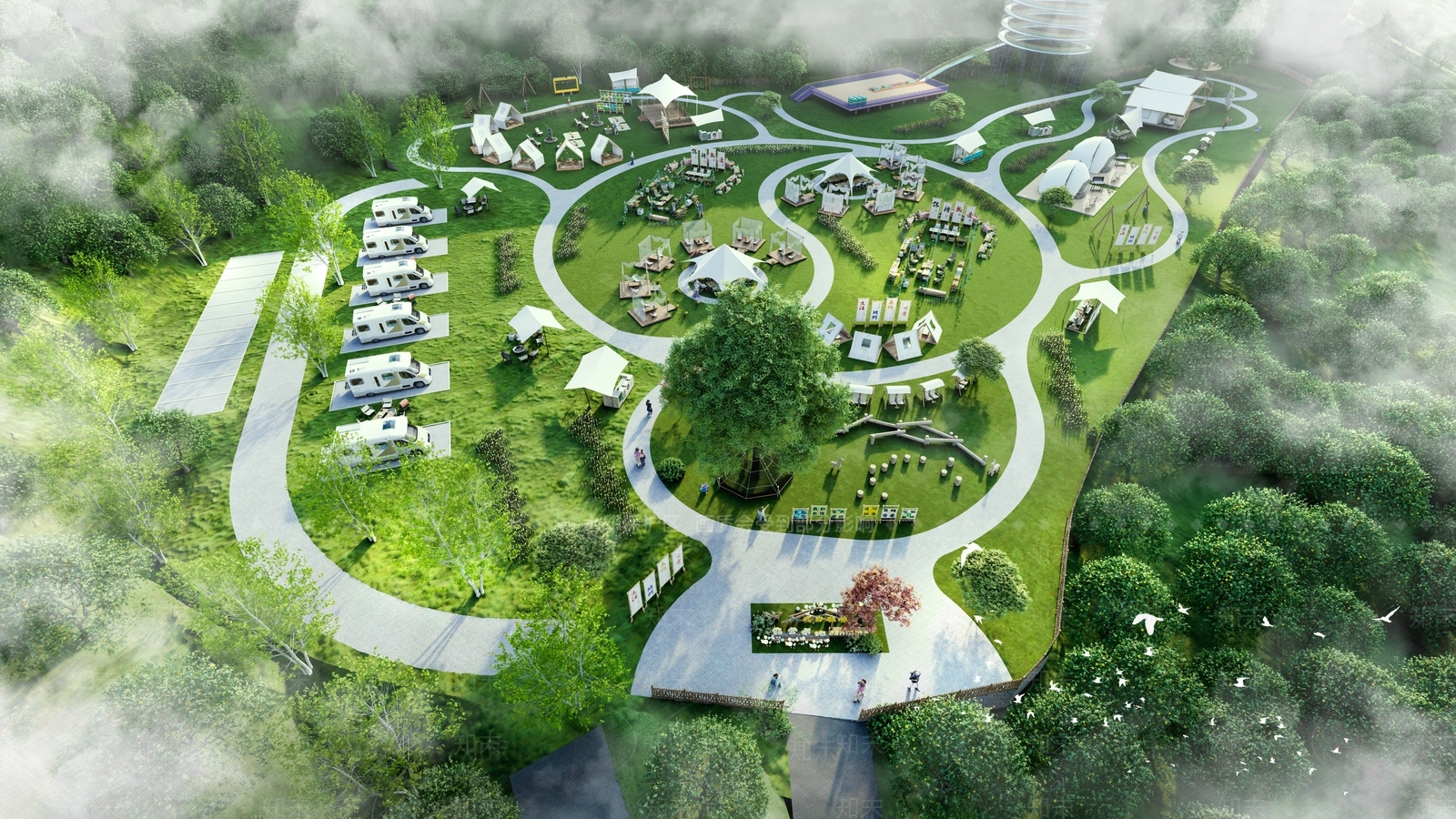 现代中式营地SU模型下载【ID:1203924724】