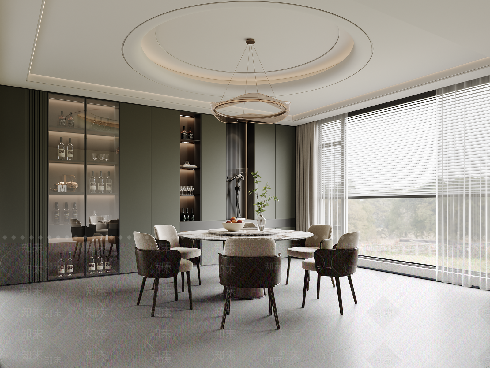 现代轻奢别墅餐厅3D模型下载【ID:1203924897】