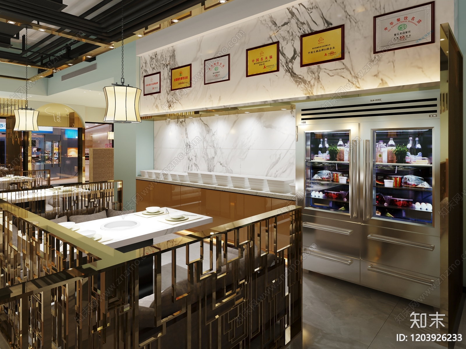 轻奢火锅店cad施工图下载【ID:1203926233】