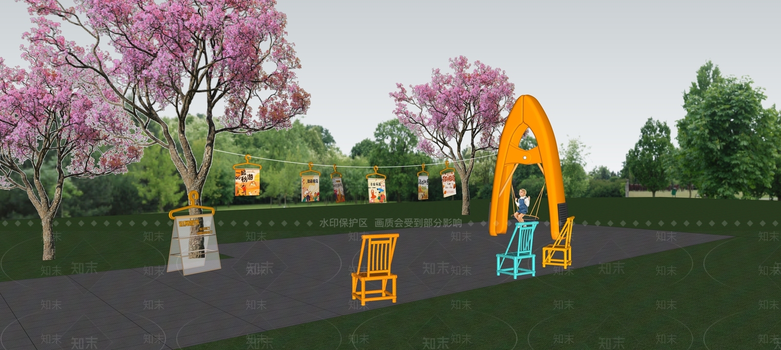 现代秋千SU模型下载【ID:1203926314】