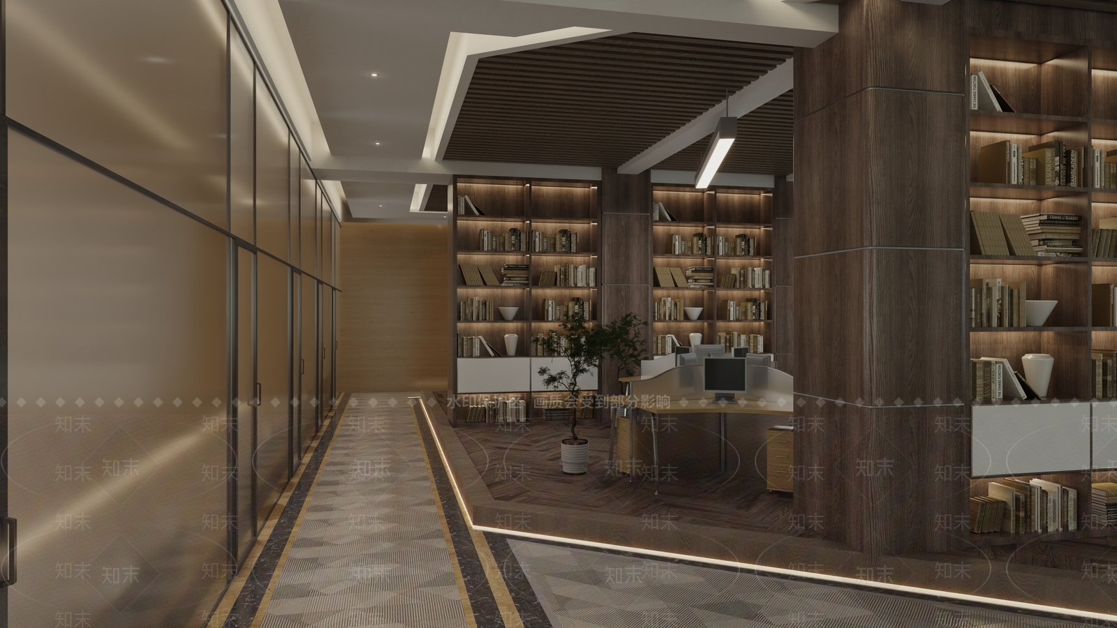 现代办公大厅3D模型下载【ID:1203927357】