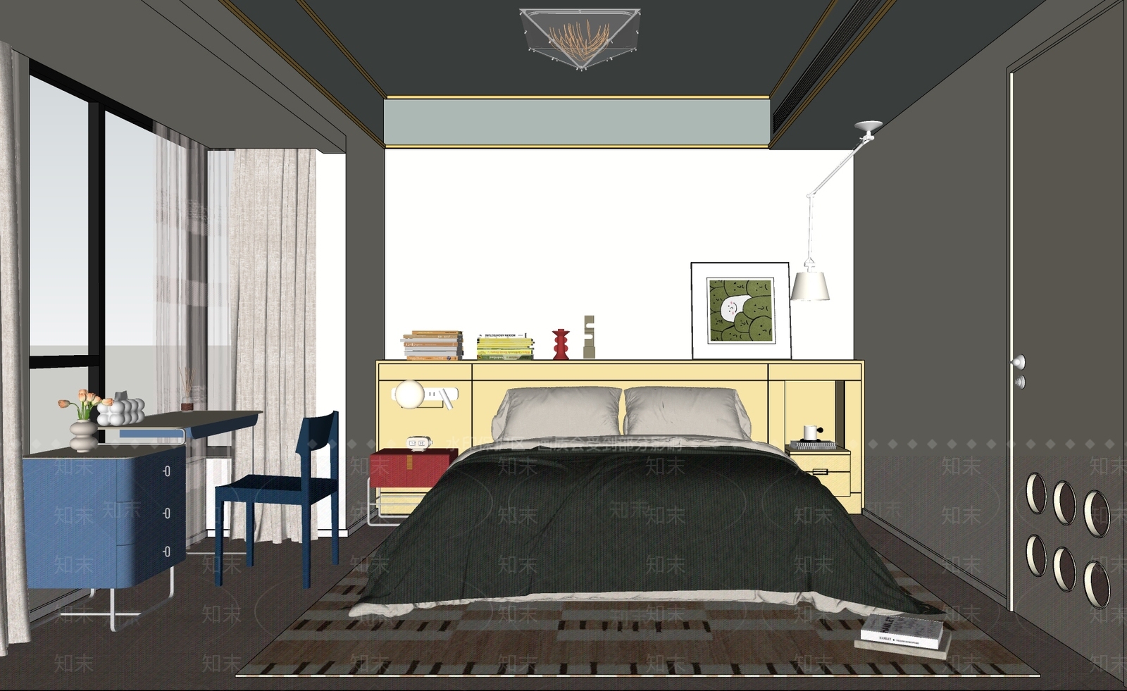 抽象设计挂画抽象画SU模型下载【ID:1227494122】