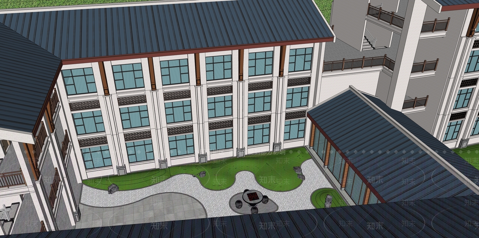 新中式其他公共建筑SU模型下载【ID:1203928917】