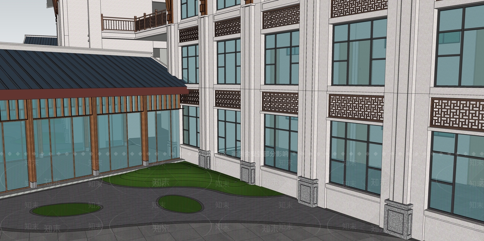 新中式其他公共建筑SU模型下载【ID:1203928998】