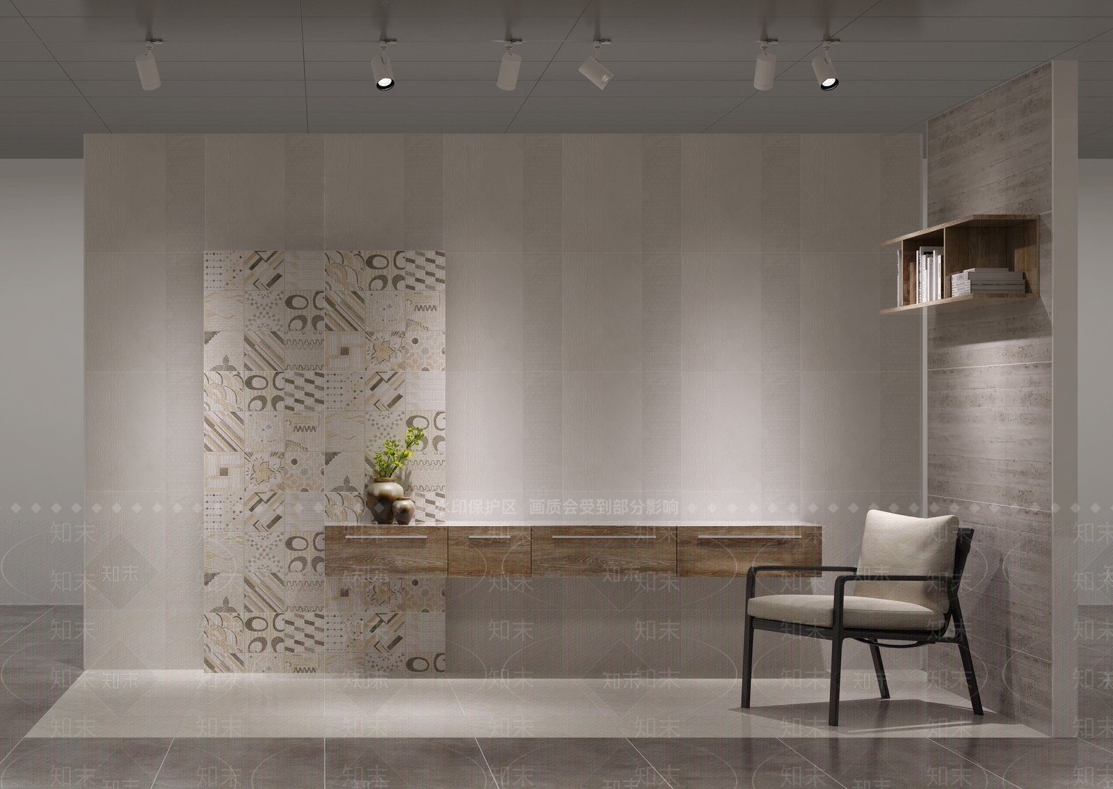 现代简约瓷砖展厅3D模型下载【ID:1203932087】