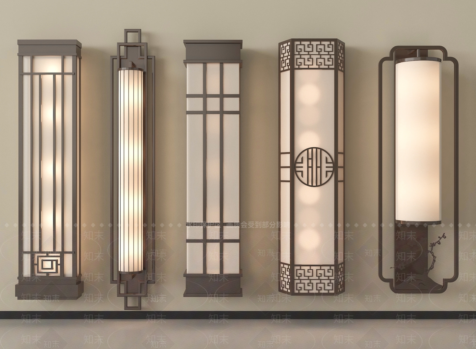 新中式壁灯3D模型下载【ID:1203932537】