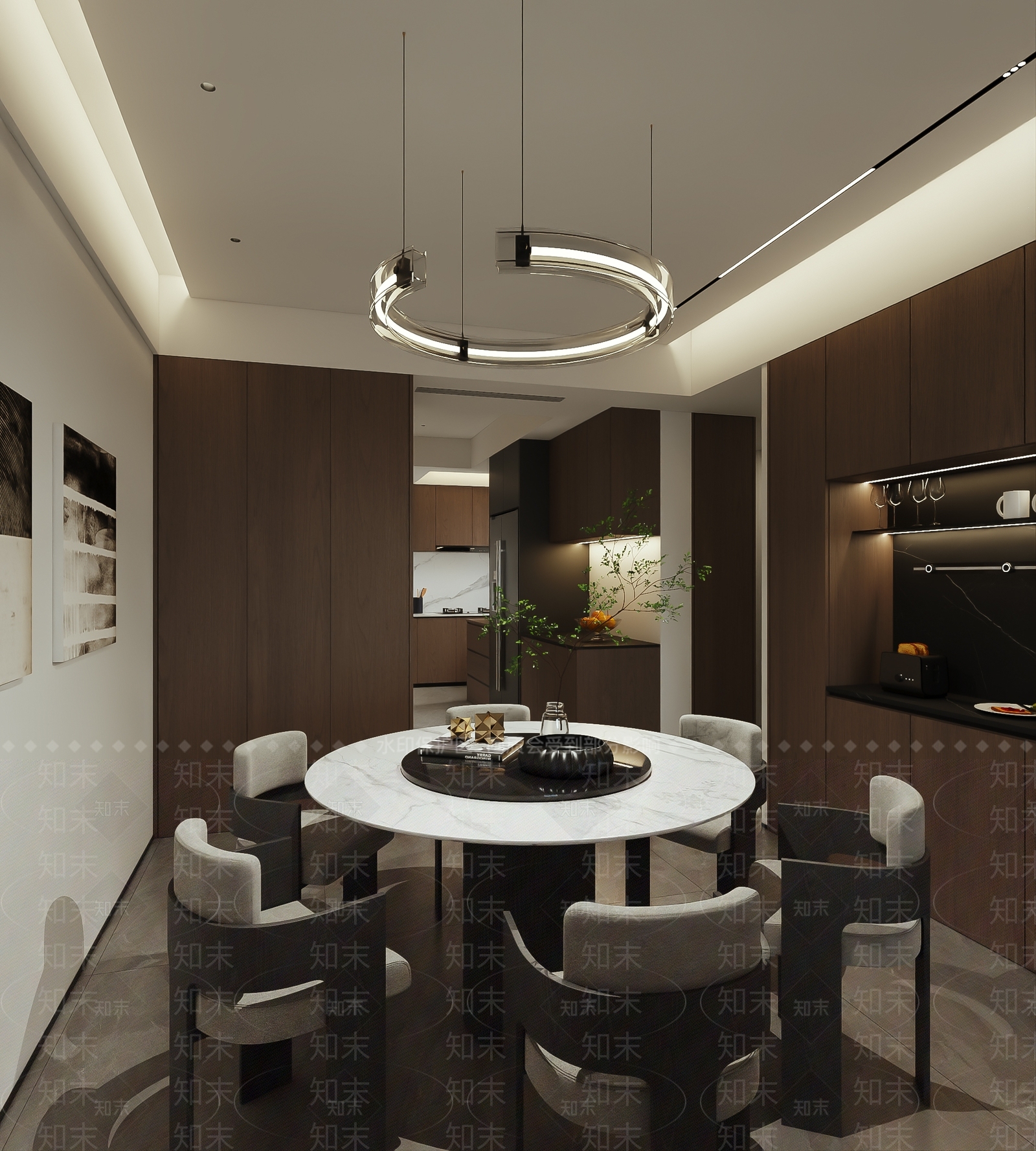 现代轻奢家居餐厅3D模型下载【ID:1203933430】