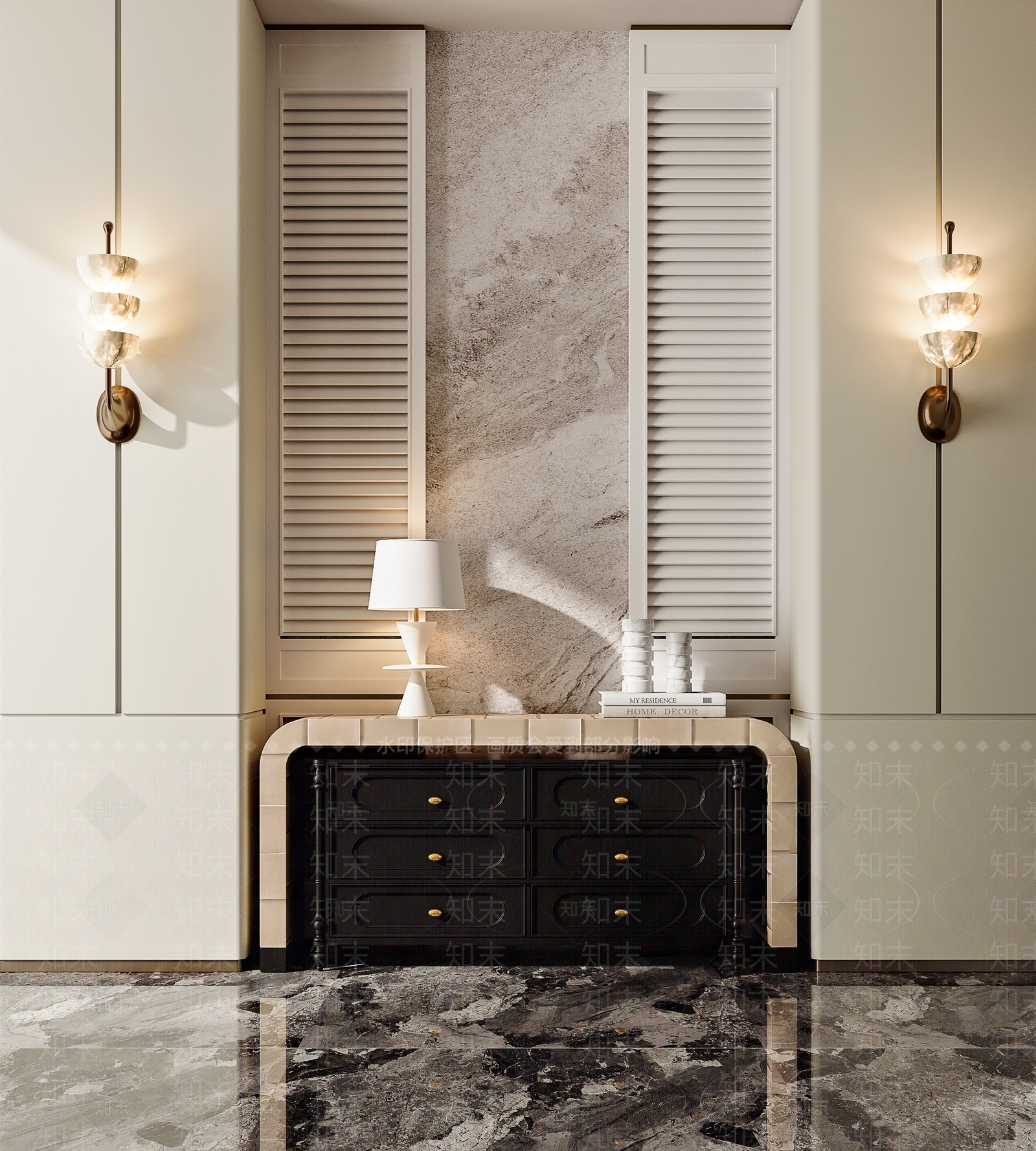 现代复古玄关柜3D模型下载【ID:1203935255】