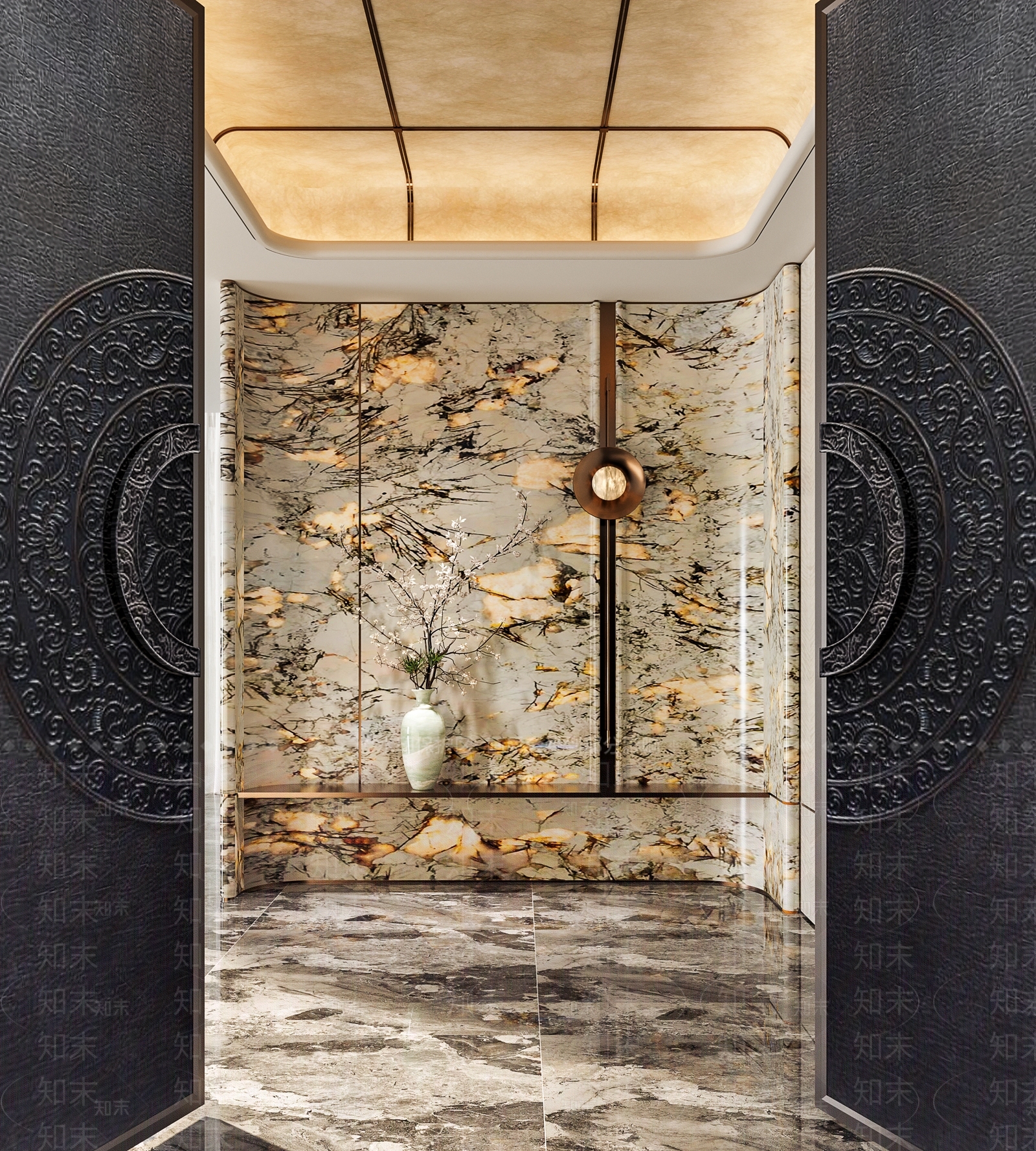 现代轻奢玄关3D模型下载【ID:1203935599】