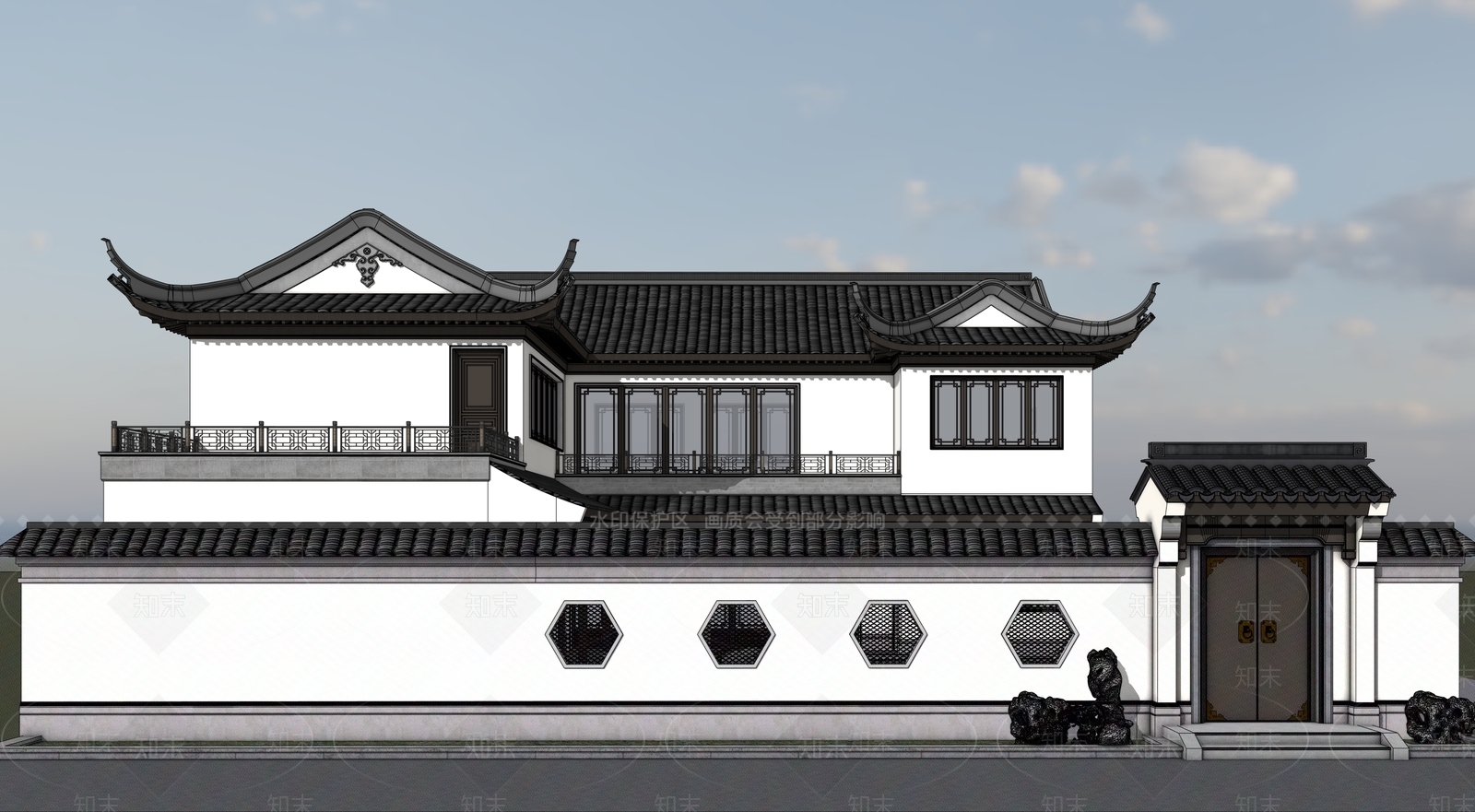 新中式乡村民房SU模型下载【ID:1203937008】
