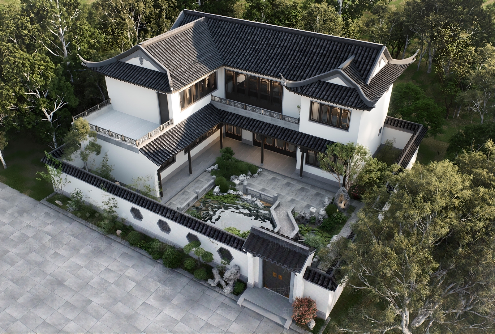 新中式乡村民房SU模型下载【ID:1203937386】