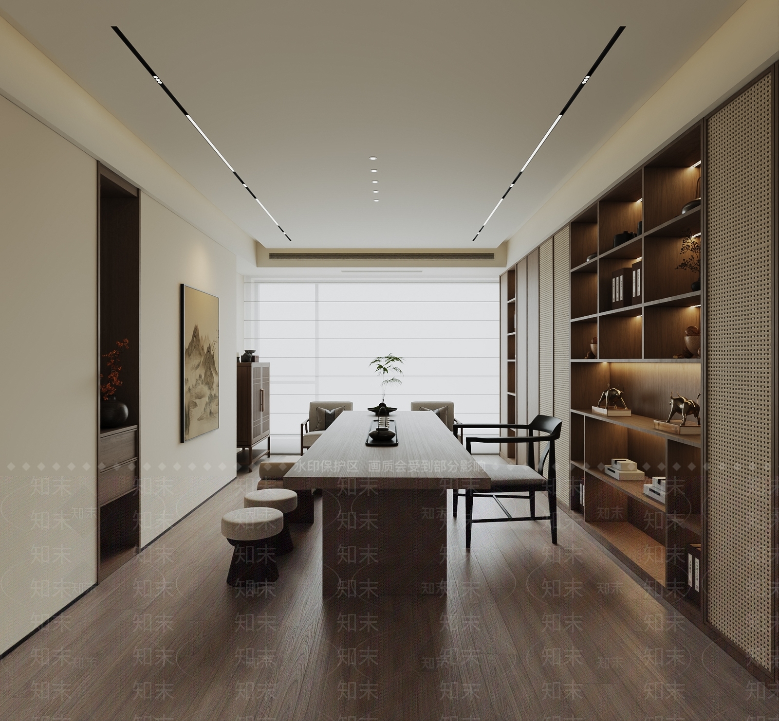 新中式侘寂茶室3D模型下载【ID:1203939048】