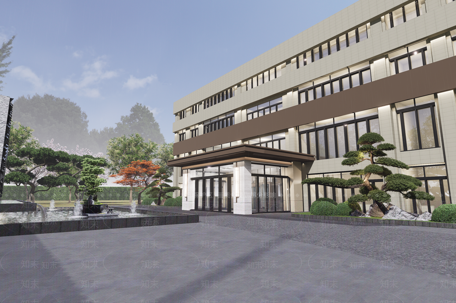 现代酒店建筑SU模型下载【ID:1203938765】