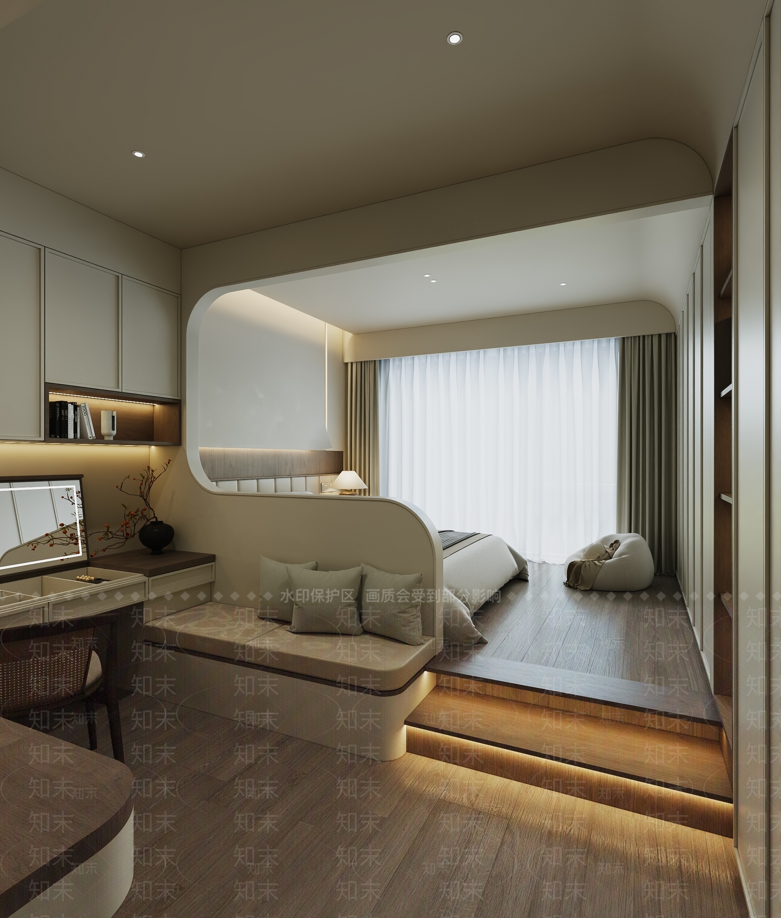 组合式书桌梳妆台书房3D模型下载【ID:1227553728】