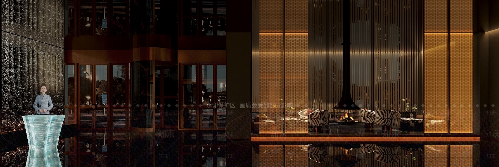 轻奢禅意中餐厅3D模型下载【ID:1203939628】