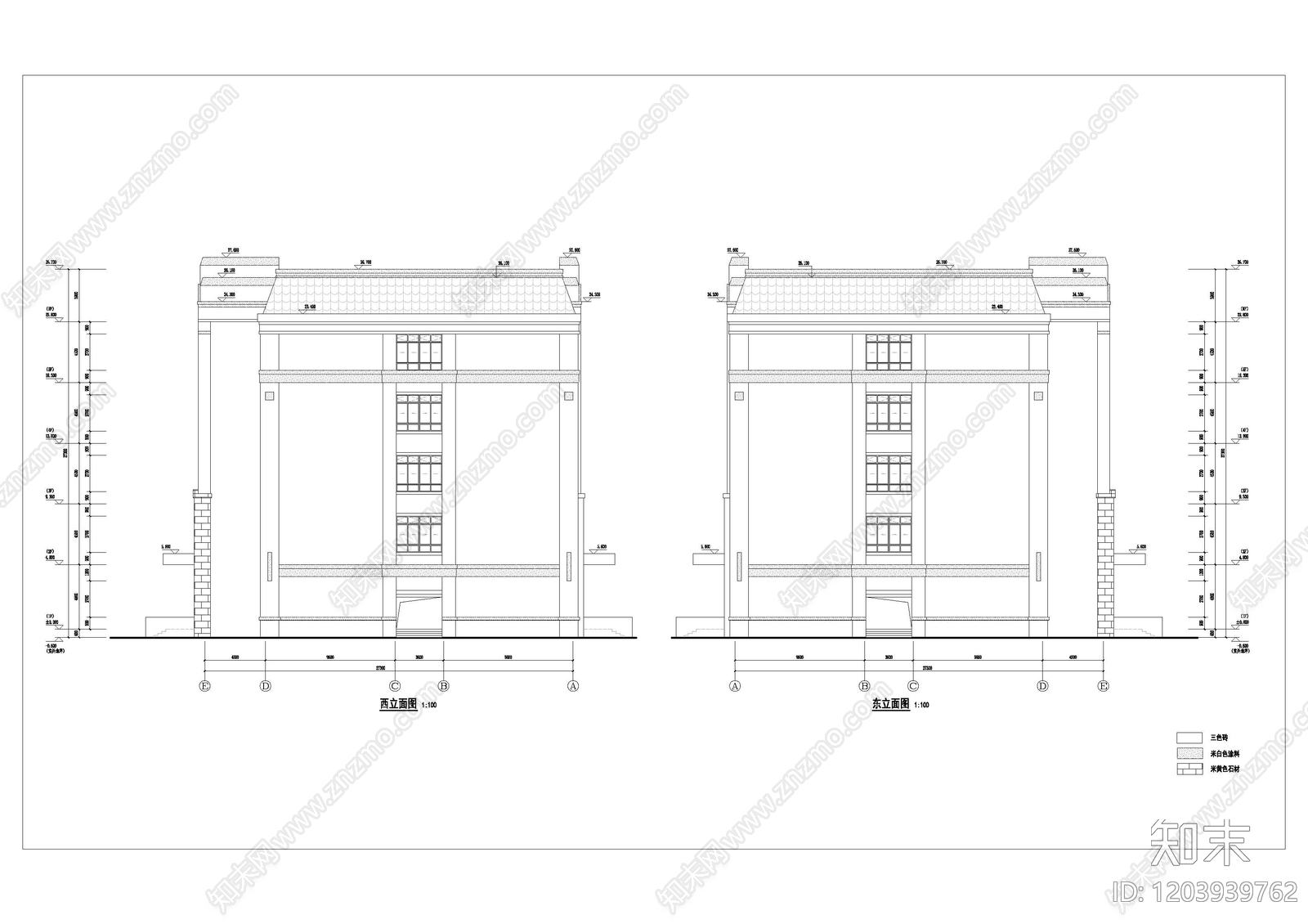 简欧简约办公楼建筑cad施工图下载【ID:1203939762】
