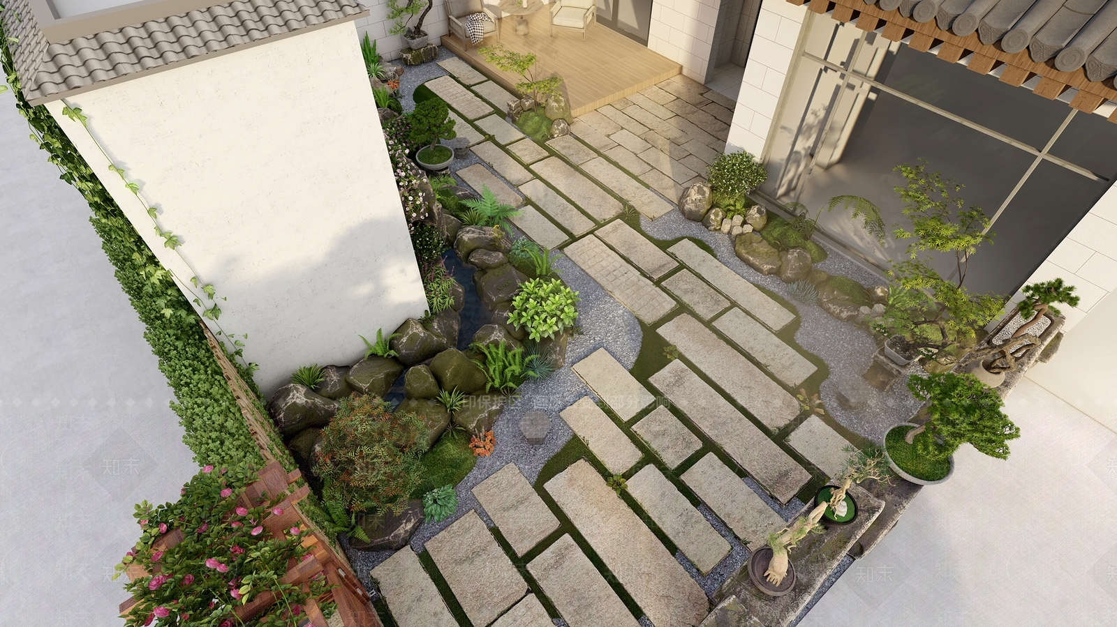 禅意中式别墅庭院SU模型下载【ID:1203939992】