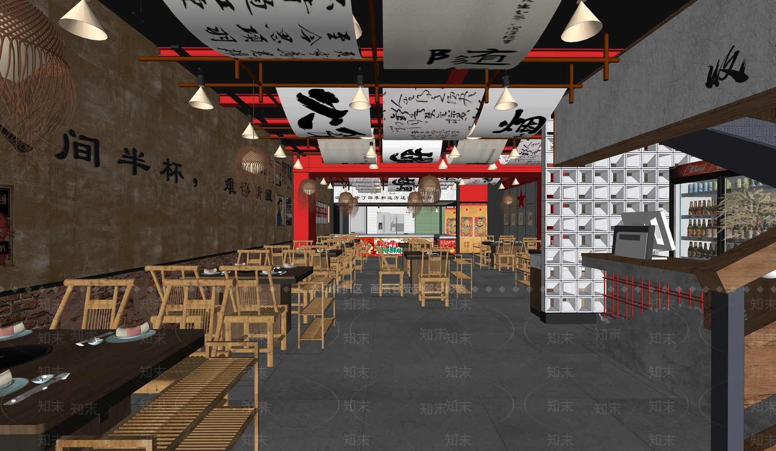 工业现代火锅店SU模型下载【ID:1203939728】