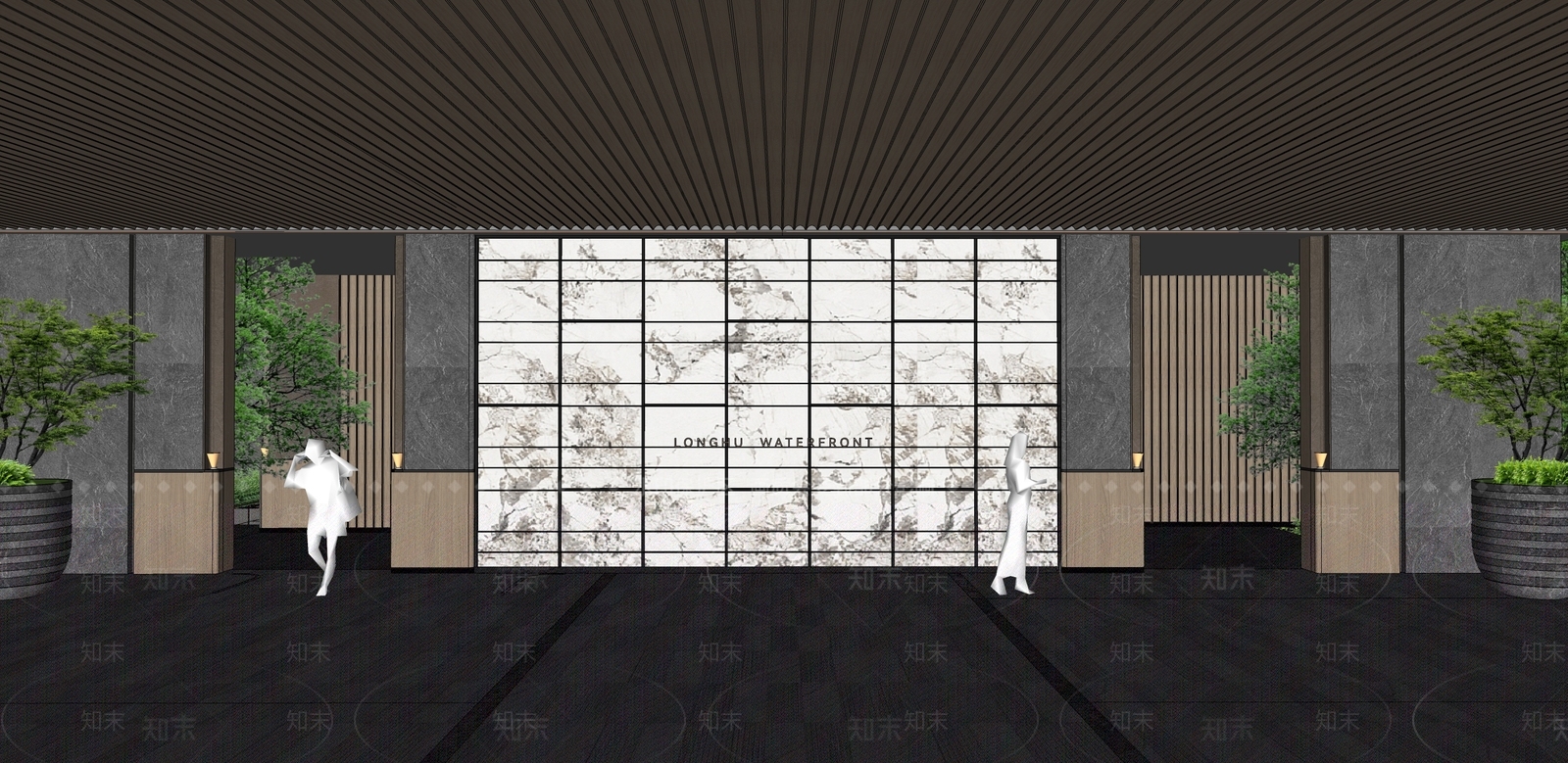 简约现代景墙SU模型下载【ID:1203940261】