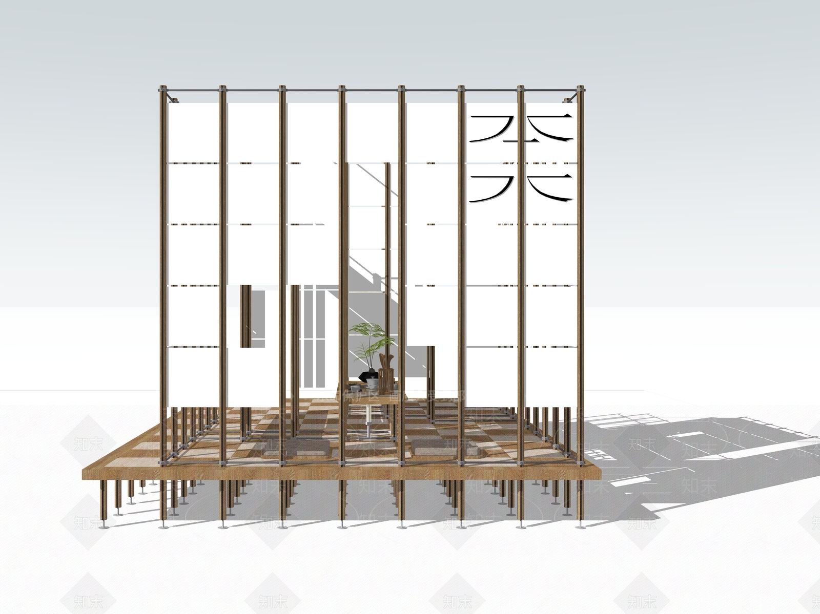 现代简约亭子SU模型下载【ID:1203942017】