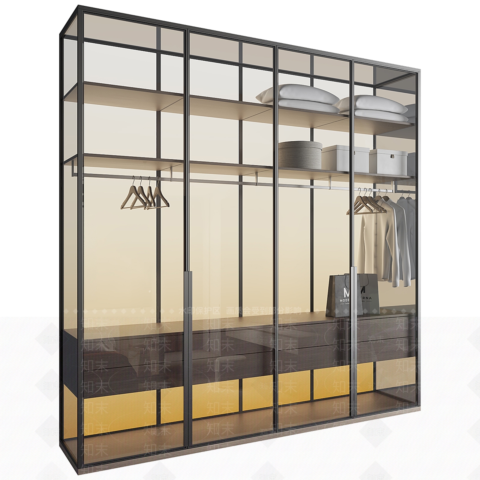 现代衣柜SU模型下载【ID:1203942612】