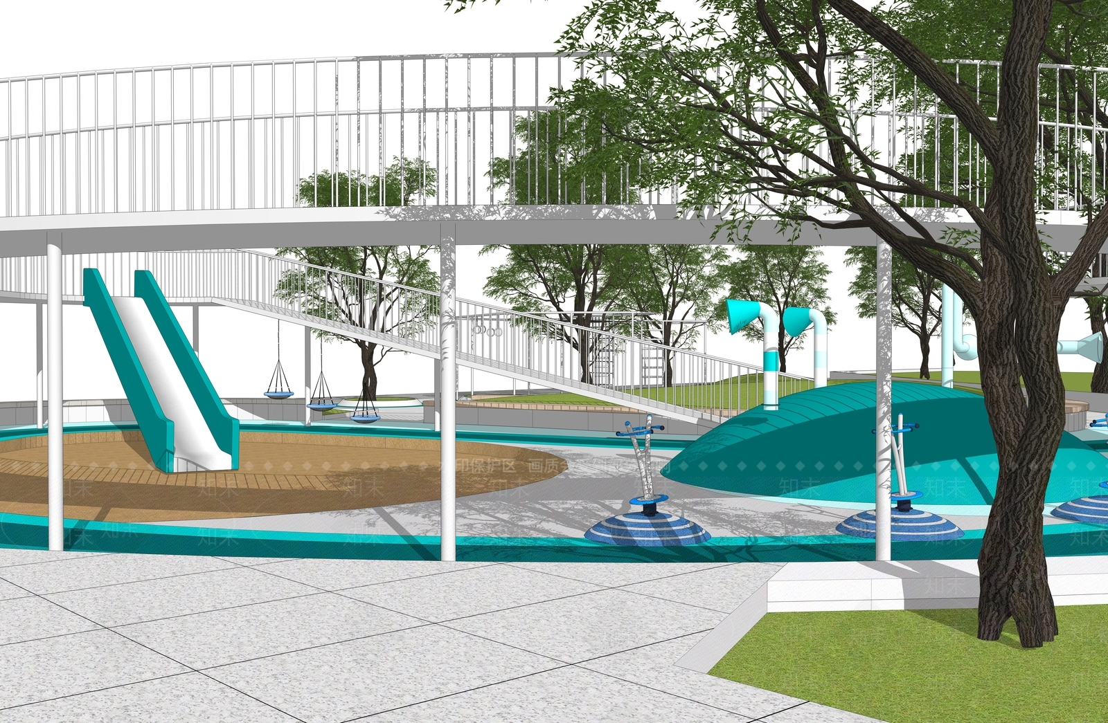 现代简约儿童游乐空间SU模型下载【ID:1203945340】