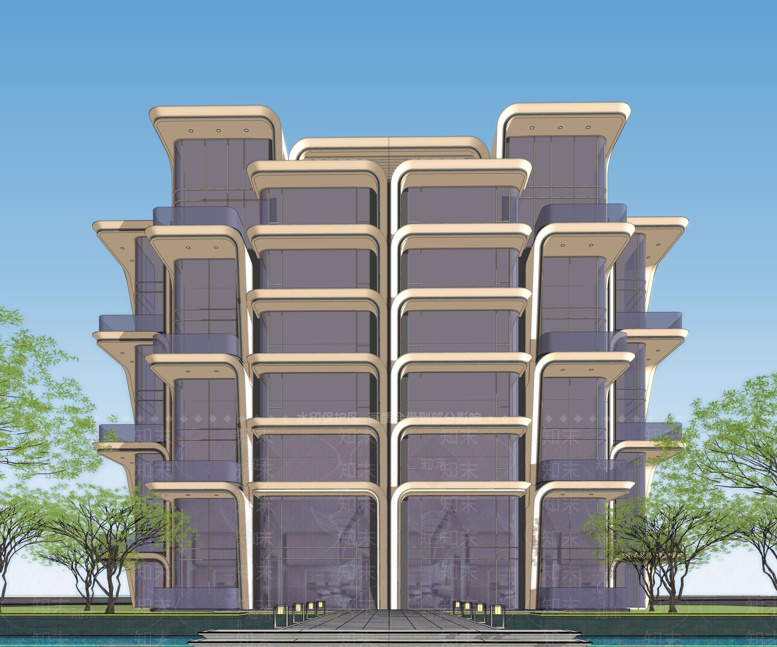 现代轻奢多层住宅SU模型下载【ID:1203953744】