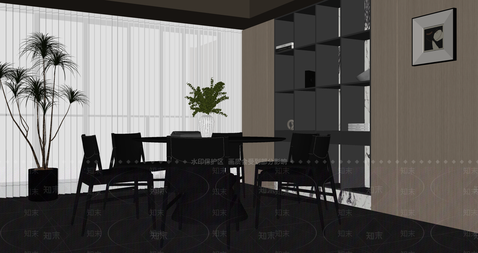 现代意式家居餐厅SU模型下载【ID:1203956021】