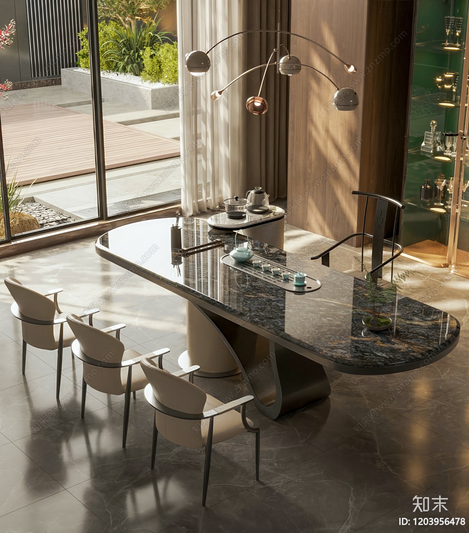 现代茶桌椅3D模型下载【ID:1203956478】