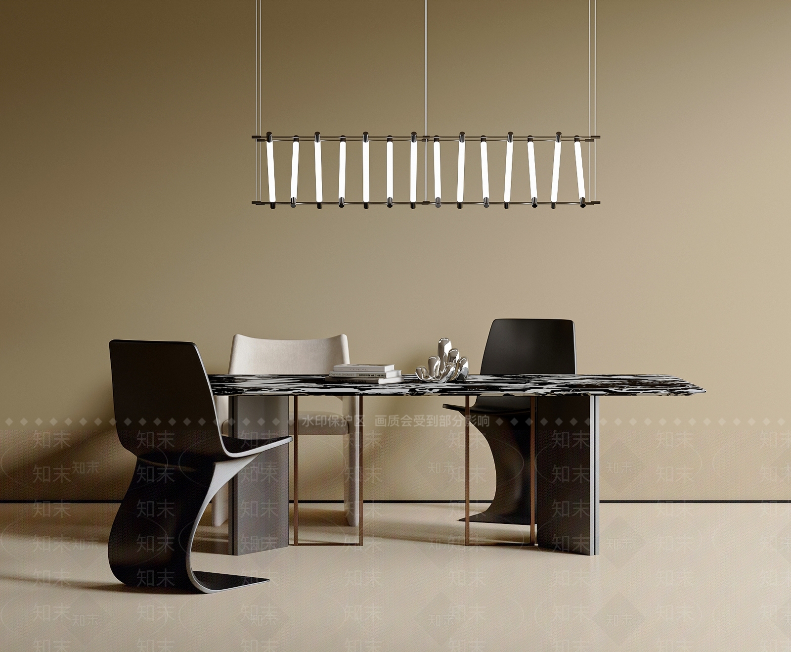 现代简约餐桌椅SU模型下载【ID:1203959066】