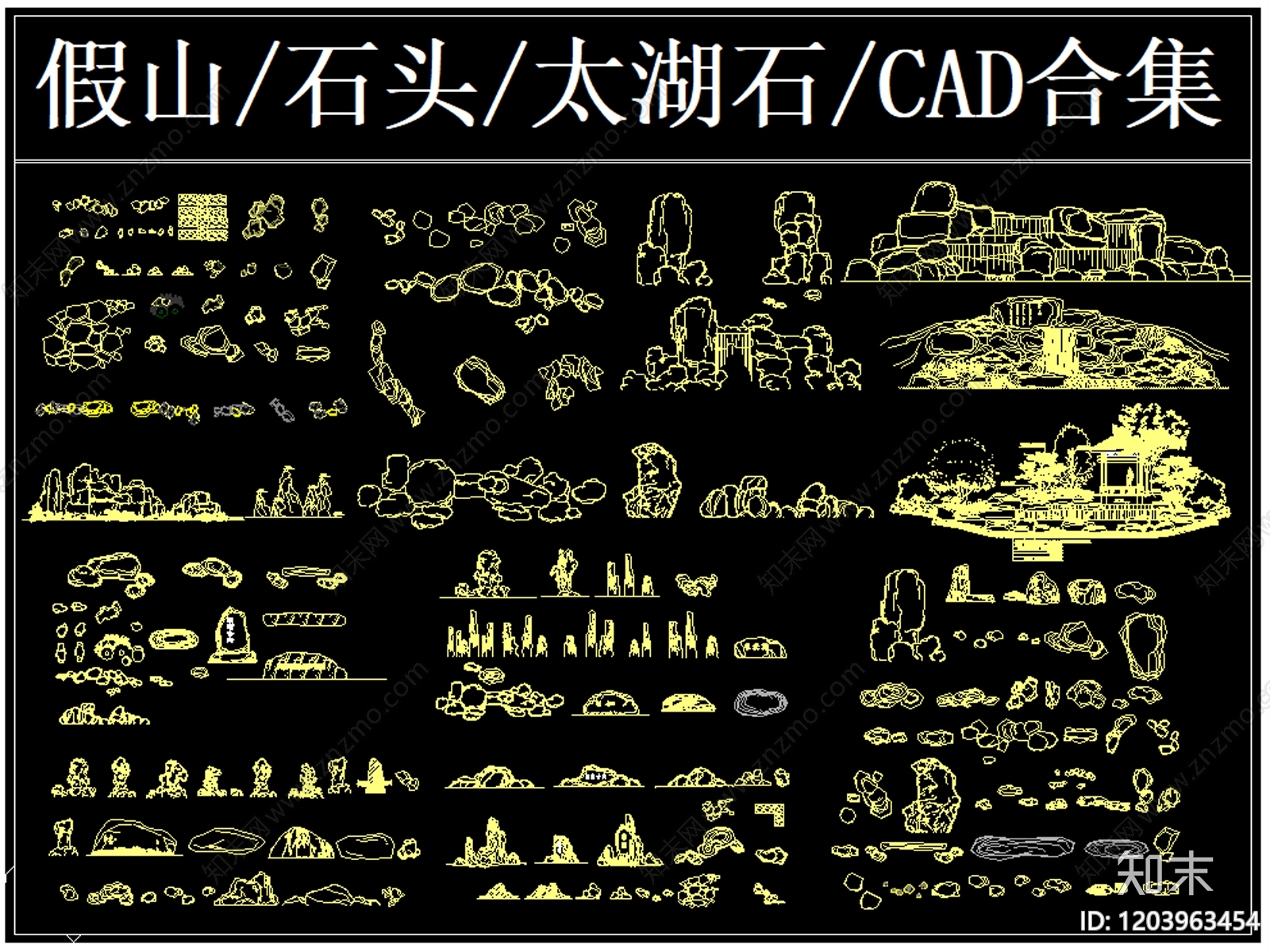 现代假山水景图库施工图下载【ID:1203963454】