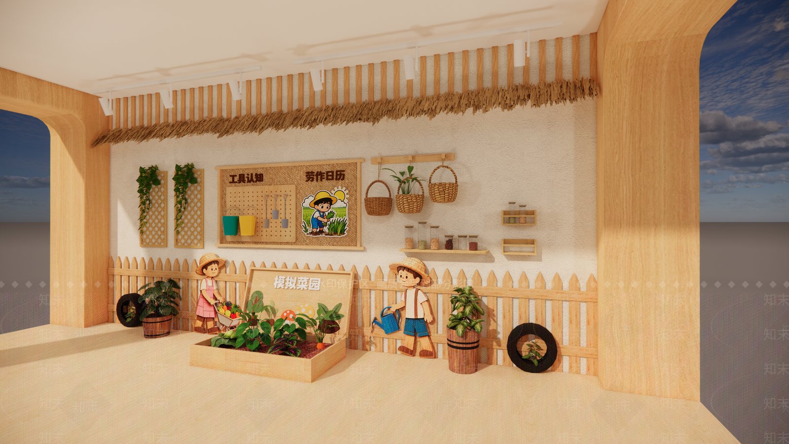 现代原木幼儿园内部SU模型下载【ID:1203964682】