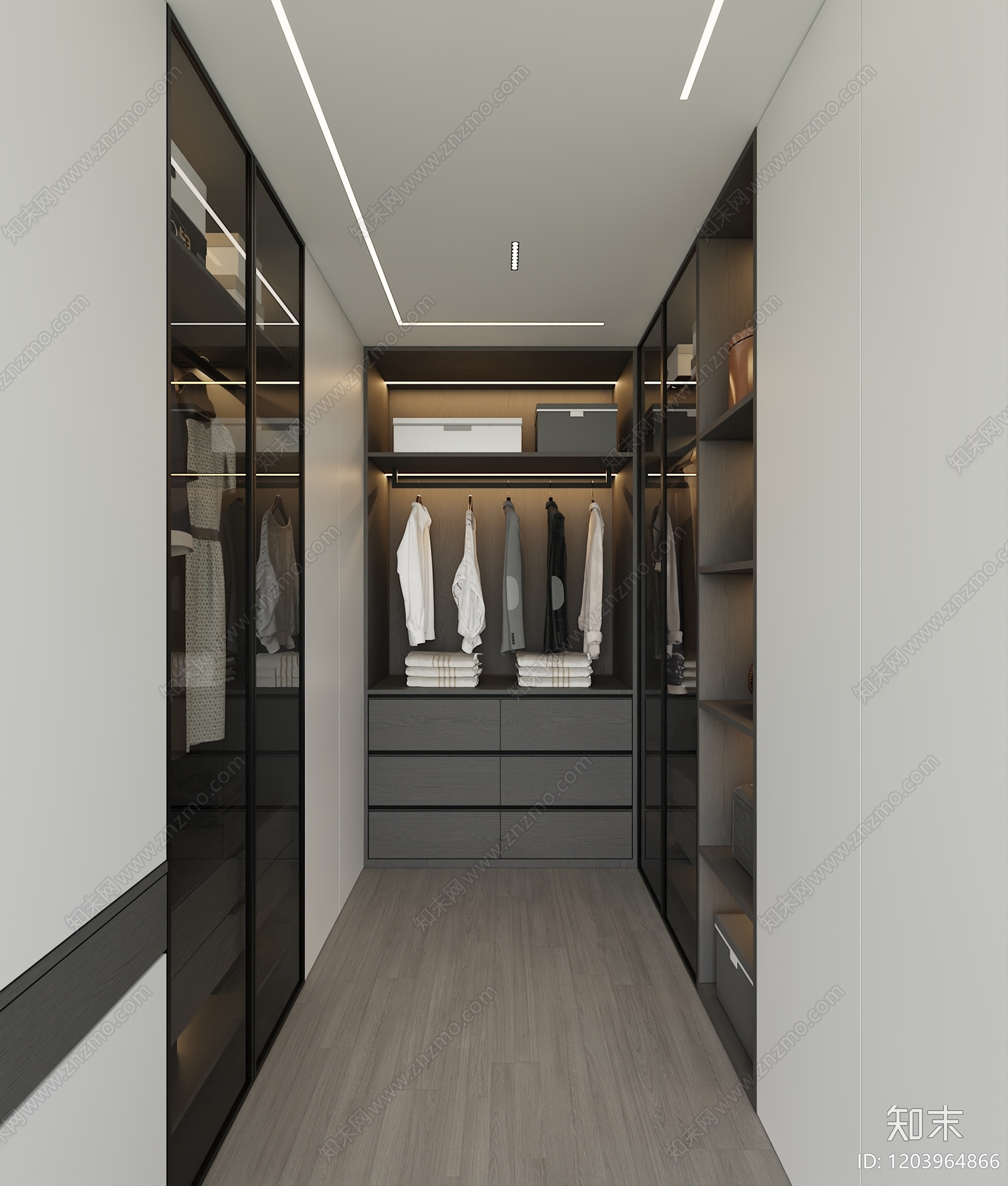 现代极简衣帽间3D模型下载【ID:1203964866】