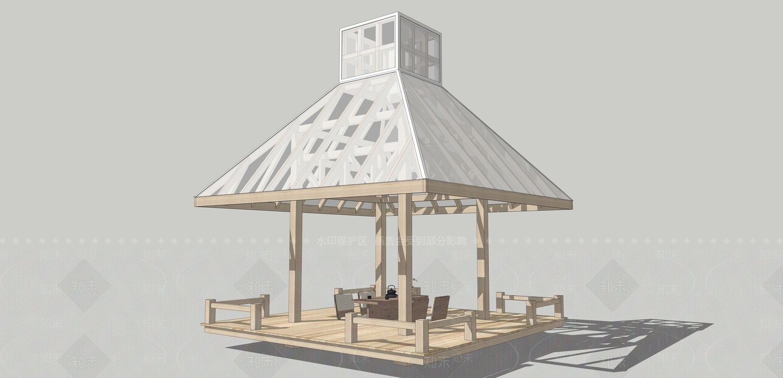 新中式亭子SU模型下载【ID:1203965012】