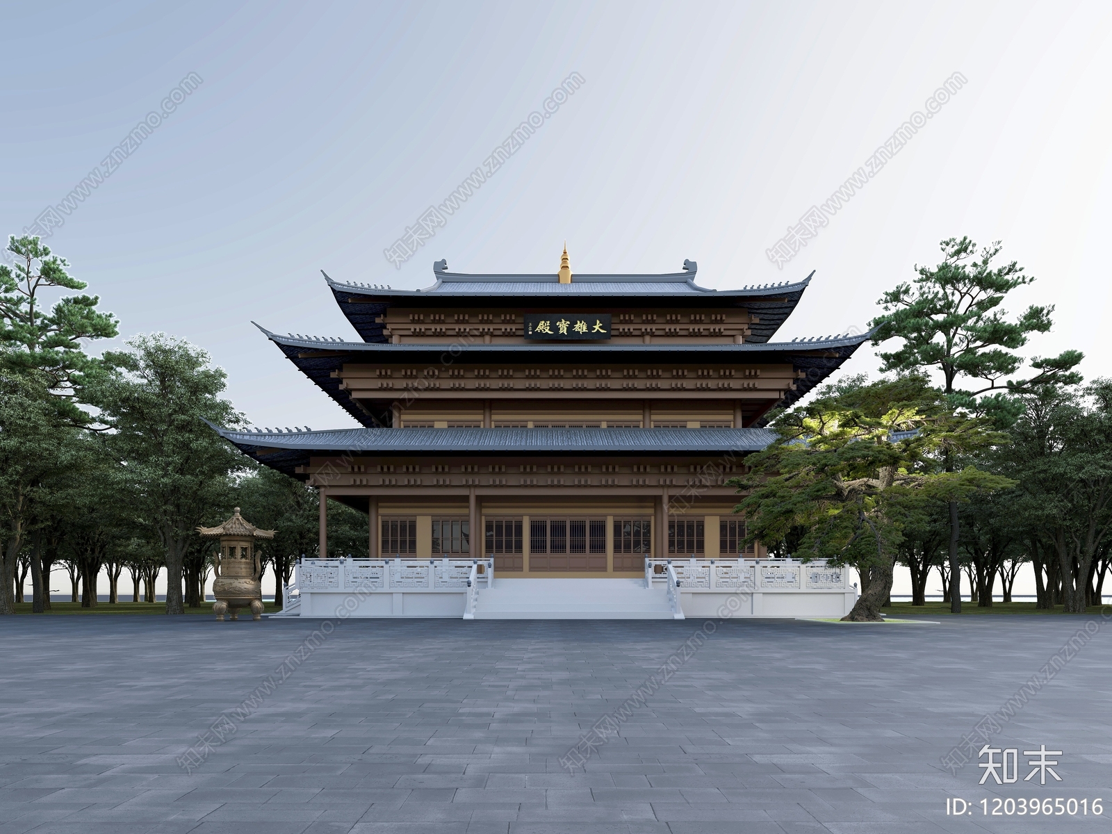现代歇山屋面3D模型下载【ID:1203965016】