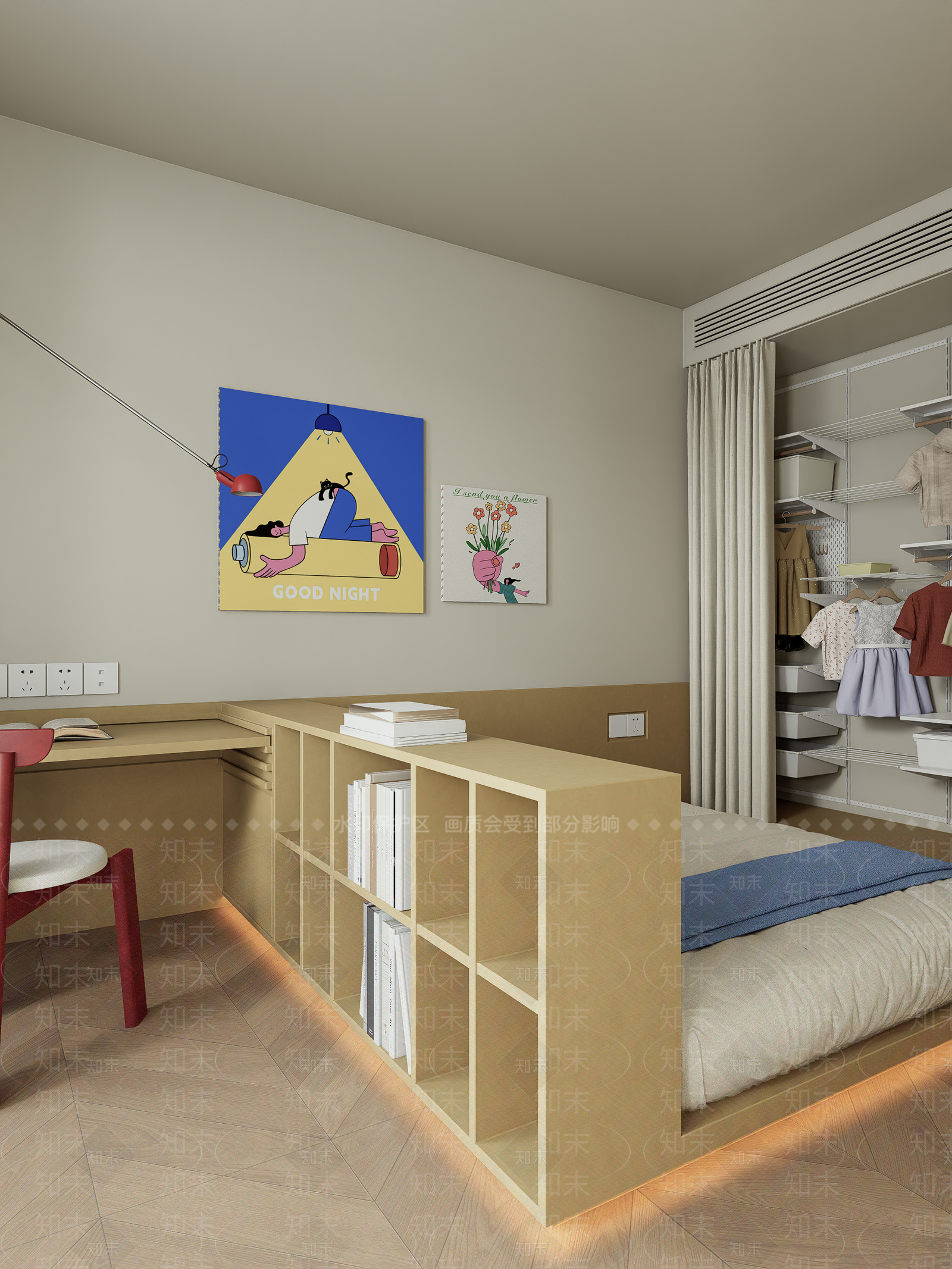 原木北欧通用儿童房SU模型下载【ID:1203996162】