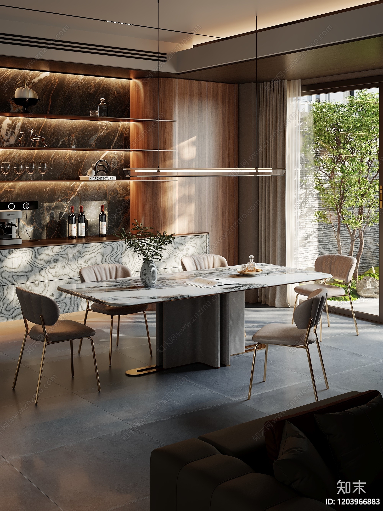 现代意式家居餐厅3D模型下载【ID:1203966883】