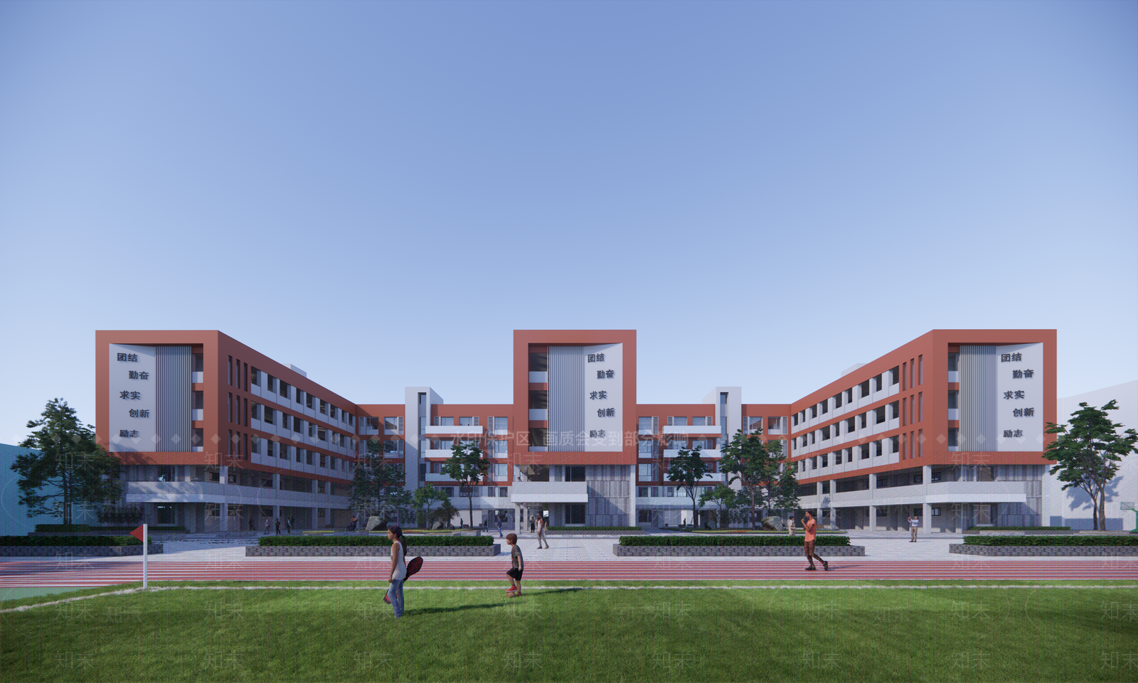 现代极简学校建筑SU模型下载【ID:1204070781】