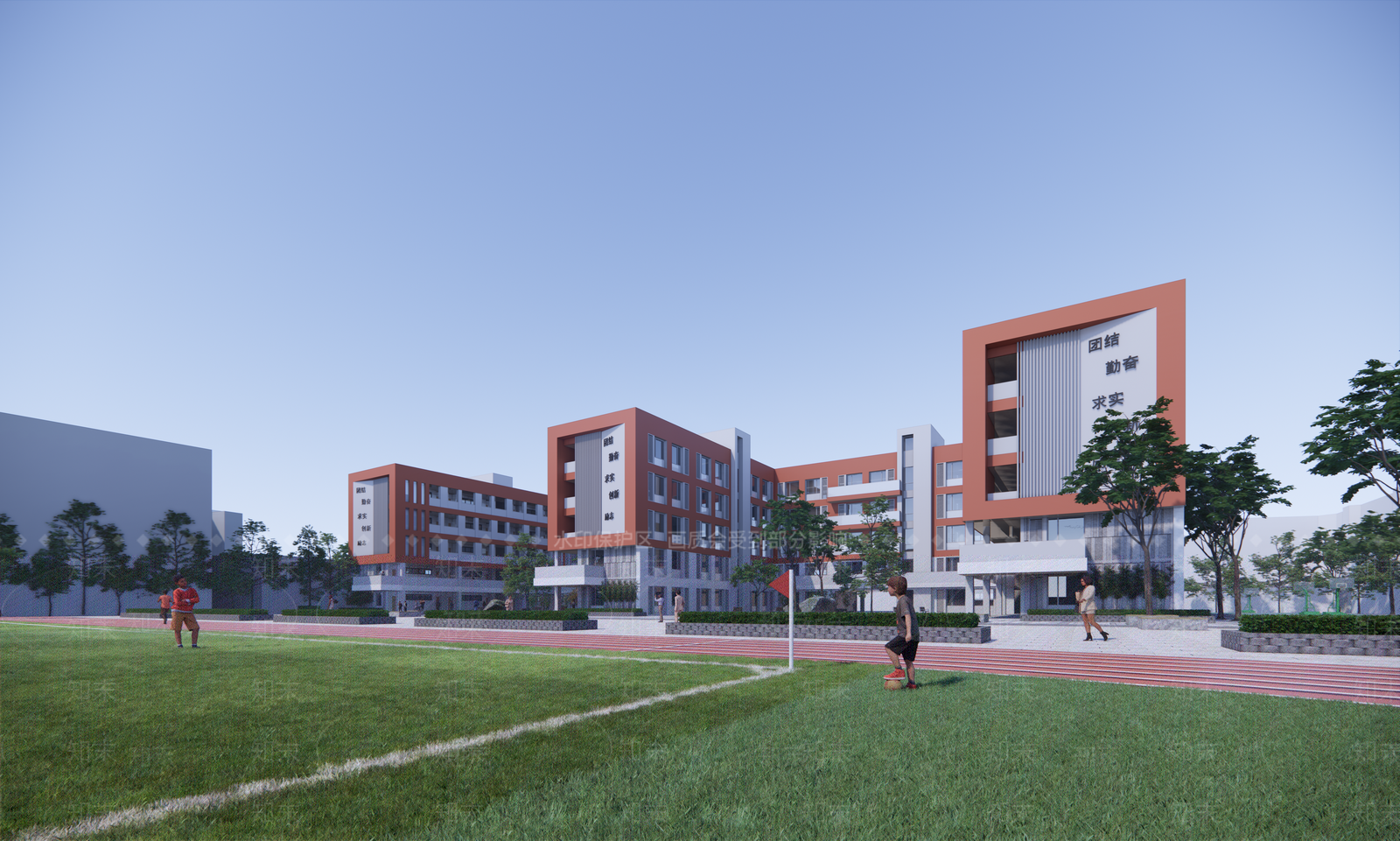 现代极简学校建筑SU模型下载【ID:1204070781】