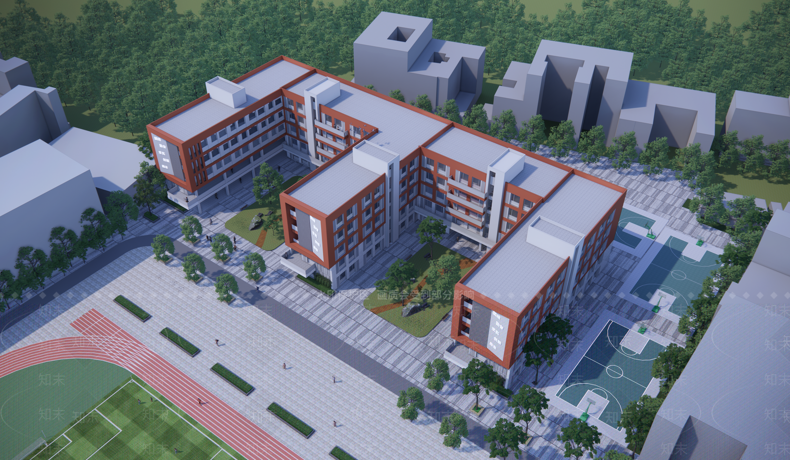 现代极简学校建筑SU模型下载【ID:1204070781】