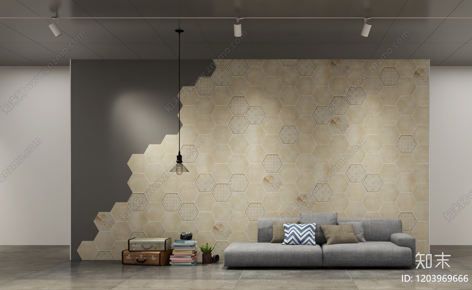 现代简约沙发背景墙3D模型下载【ID:1203969666】