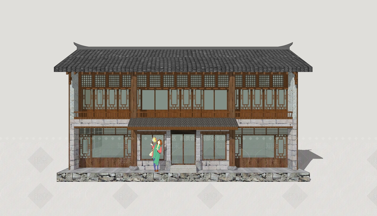 新中式乡村民房SU模型下载【ID:1203970496】
