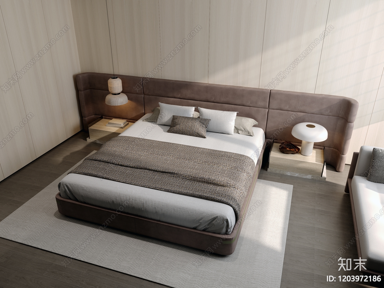 意式轻奢双人床3D模型下载【ID:1203972186】
