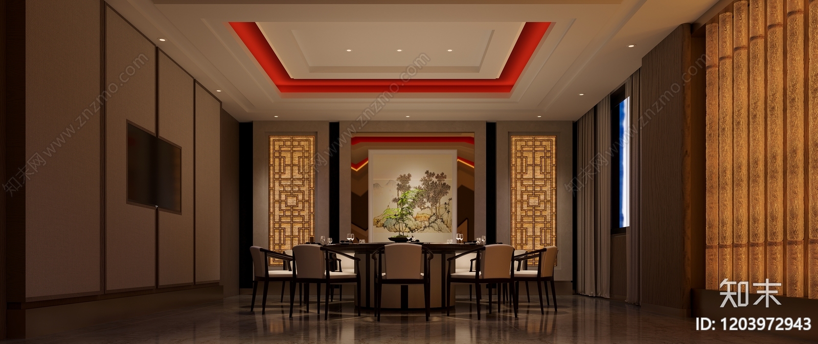 中式新中式中餐厅3D模型下载【ID:1203972943】