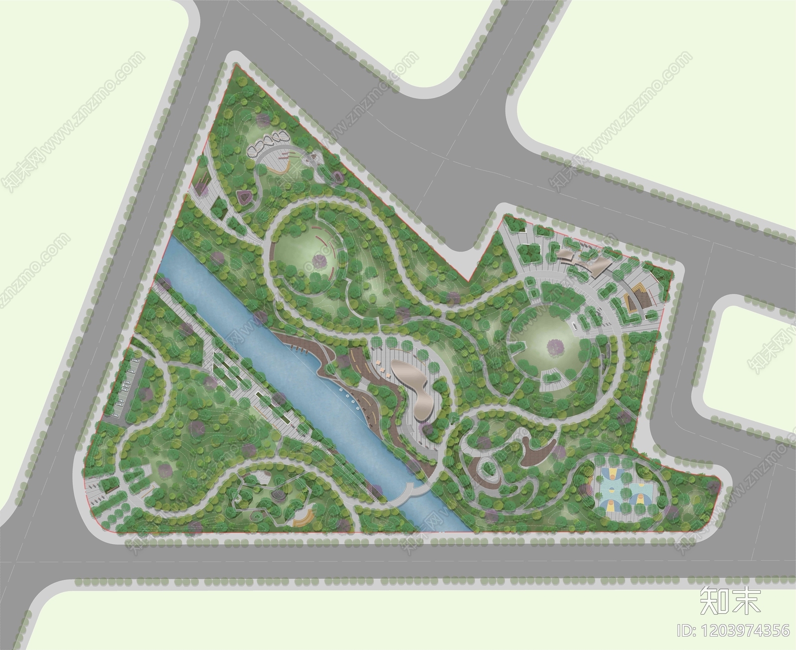 现代极简公园彩平图下载【ID:1203974356】