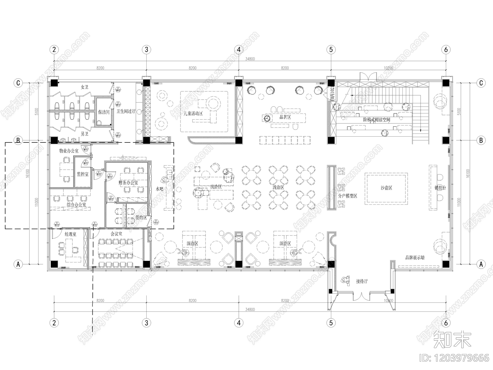 20套售楼部售楼处售楼营销中心CAD平面图cad施工图下载【ID:1203979666】
