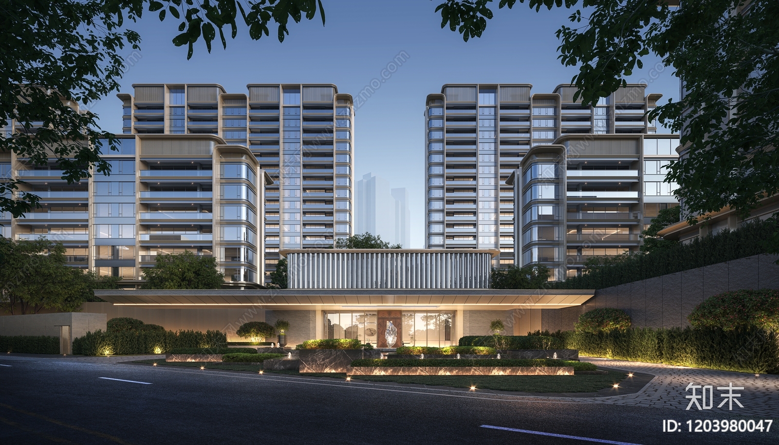 现代售楼处建筑SU模型下载【ID:1203980047】