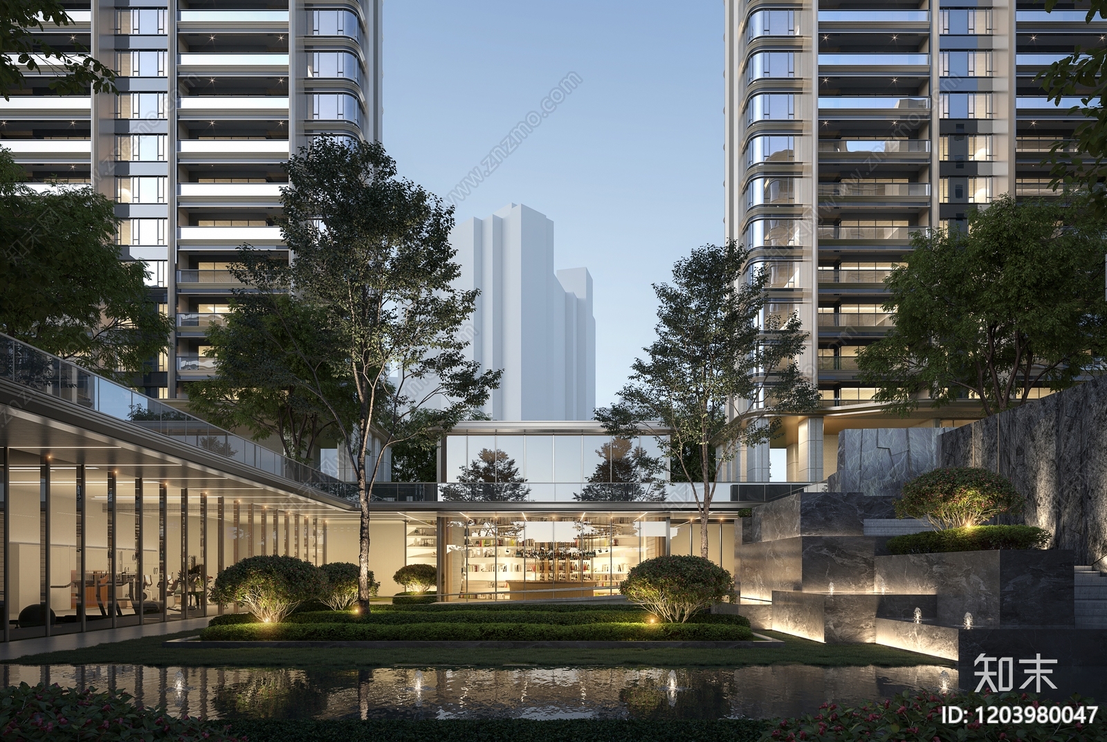 现代售楼处建筑SU模型下载【ID:1203980047】
