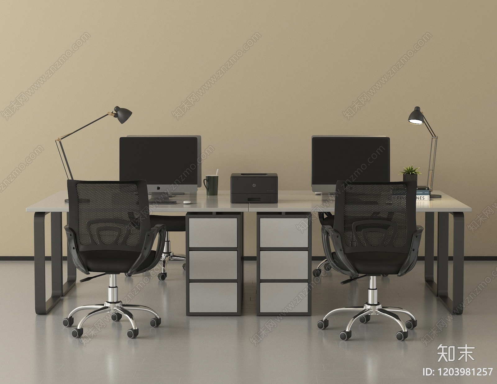 现代办公桌椅3D模型下载【ID:1203981257】