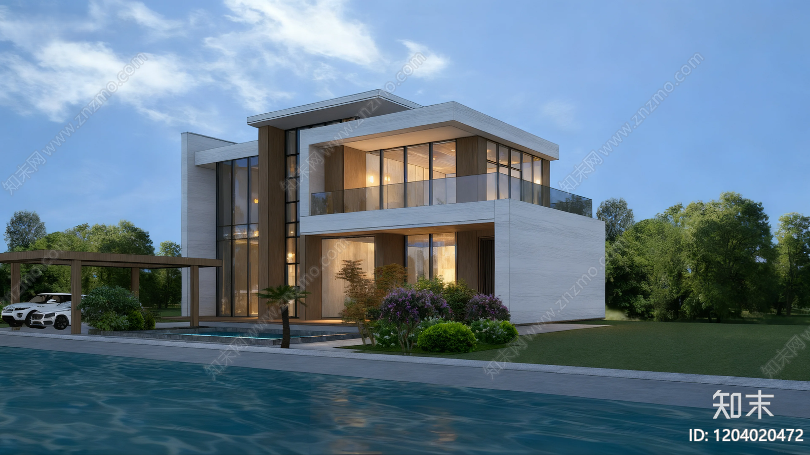 现代简约独栋别墅SU模型下载【ID:1204020472】